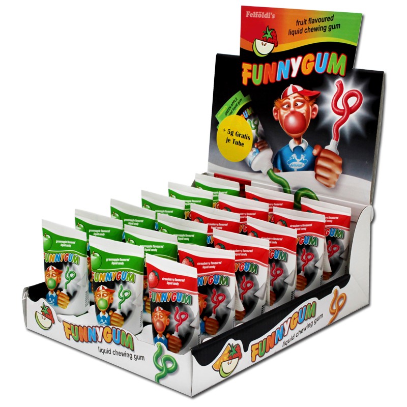 Funny Gum TubenKaugummi Apfel und Erdbeer 18 Stück Kaugummi