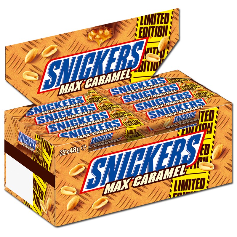 (9,56€/1kg) Snickers Max Caramel, Riegel, Schokolade,