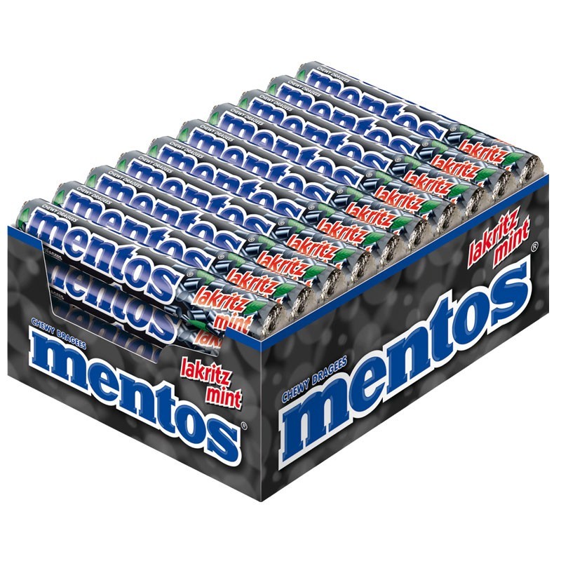 Mentos LakritzMint Rolle, KauBonbon, Dragee, 40 Stück Bonbons
