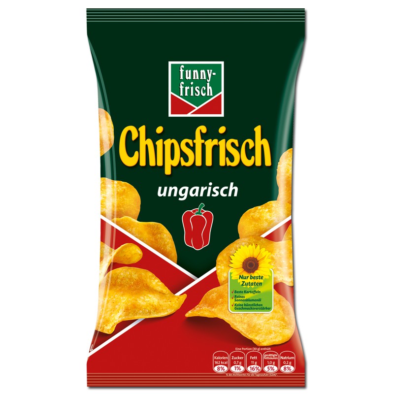 Funny Frisch Chipsfrisch ungarisch 175g, 10 Beutel Knabberartikel Chips