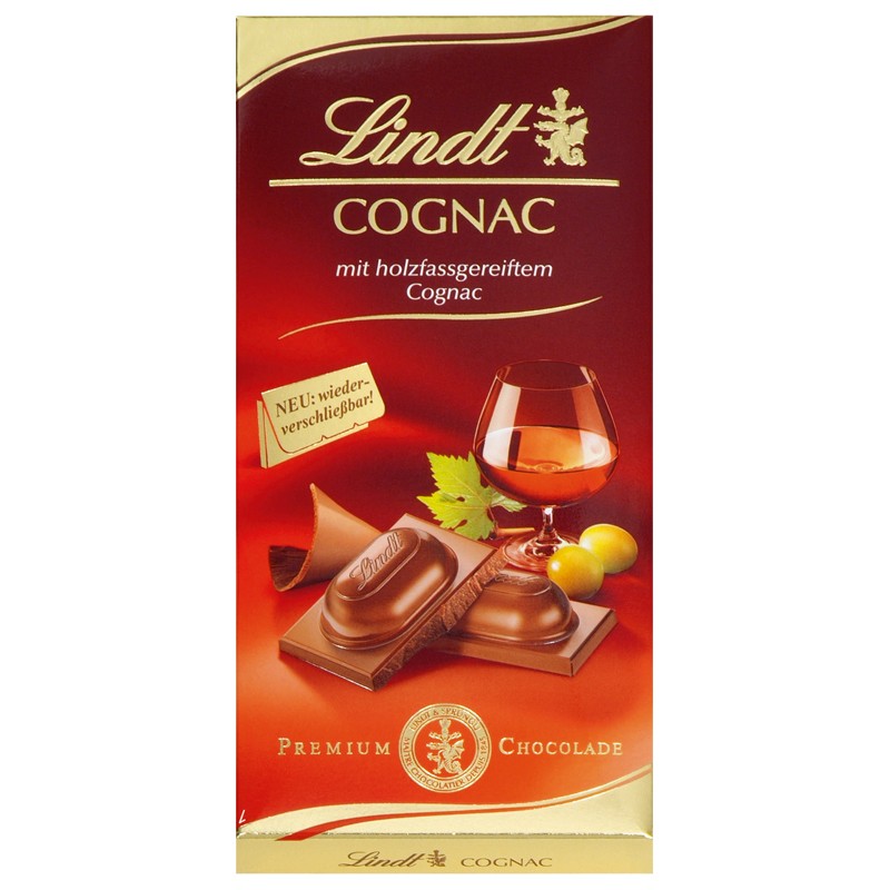 Lindt Cognac Schokolade 100g, 12 Tafeln