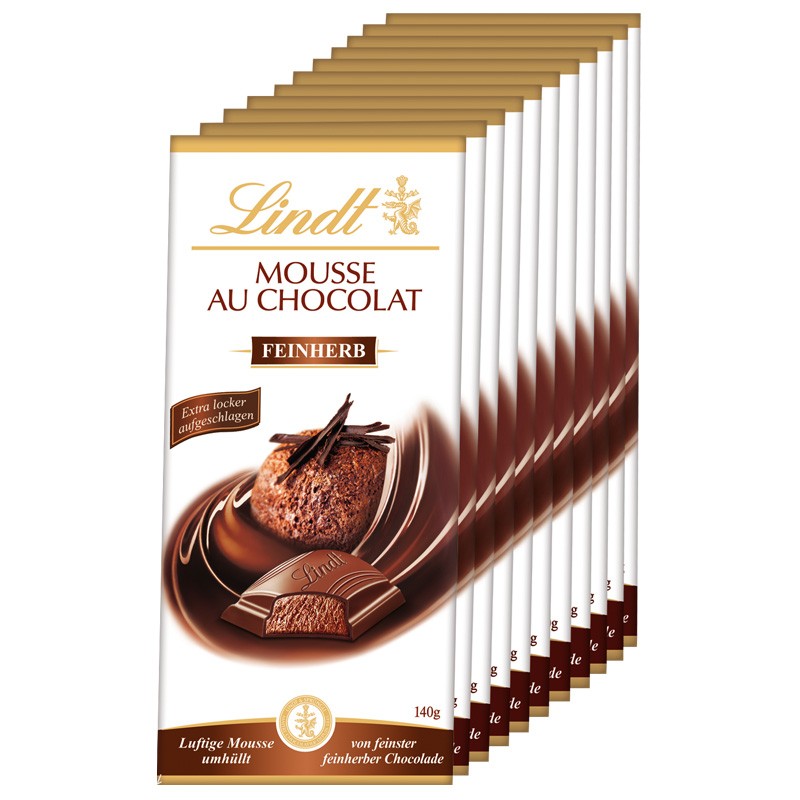 Lindt Mousse au Chocolat Feinherb, Schokolade 140g 13 Tafeln Schokolade ...