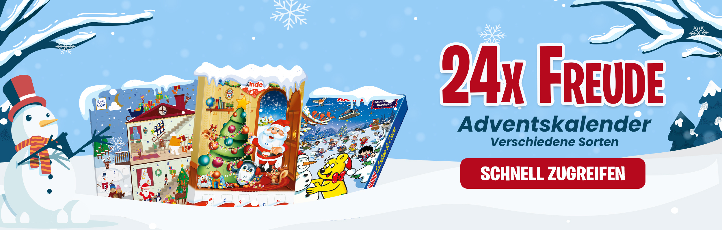 <p>Entdecke unsere Adventskalender und genieße die Leckereien, für die Vorfreude auf Weihnachten.</p>