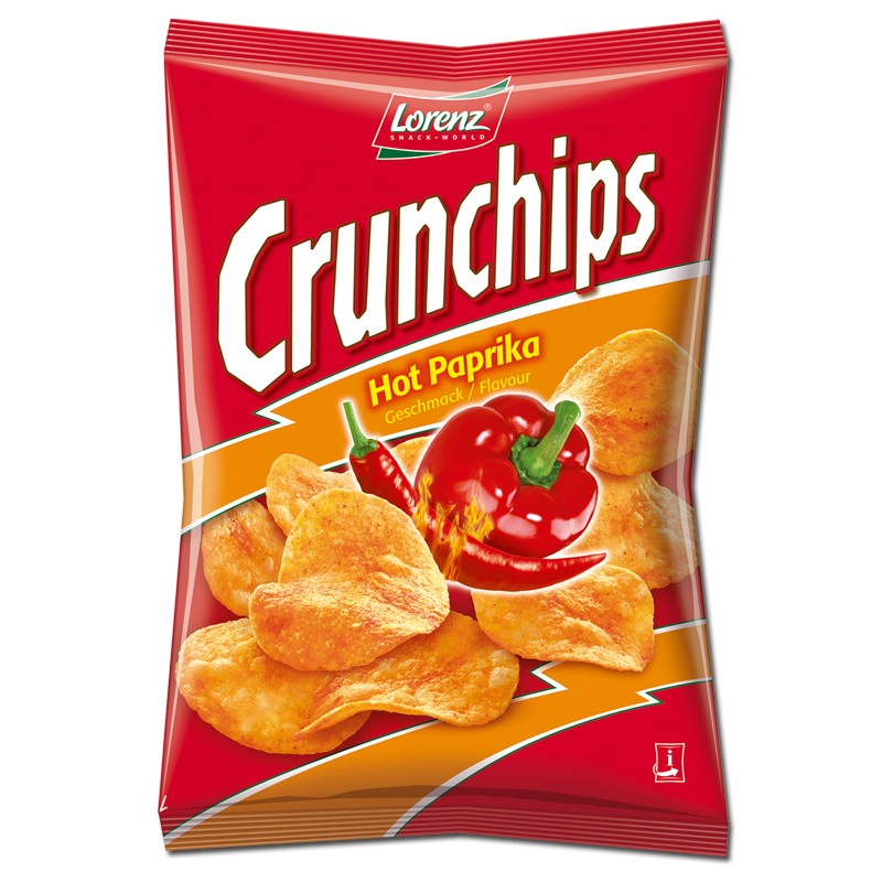 Lorenz Crunchips Hot Paprika 175g, Chips, 8 Beutel Knabberartikel Chips