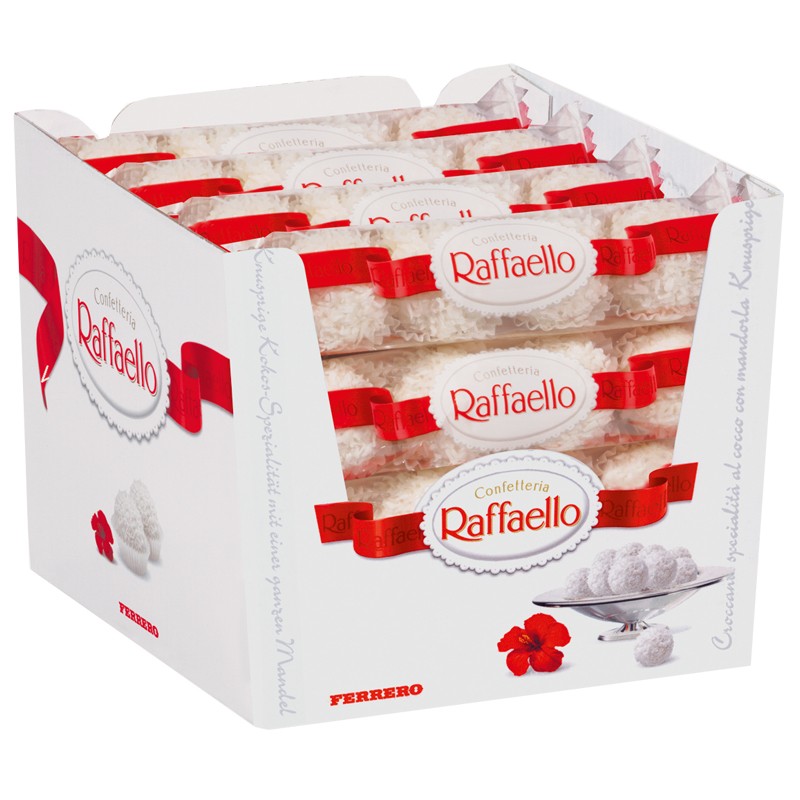 Ferrero Raffaello 4er Riegel, Praline, 16 Packungen Schokolade Pralinen