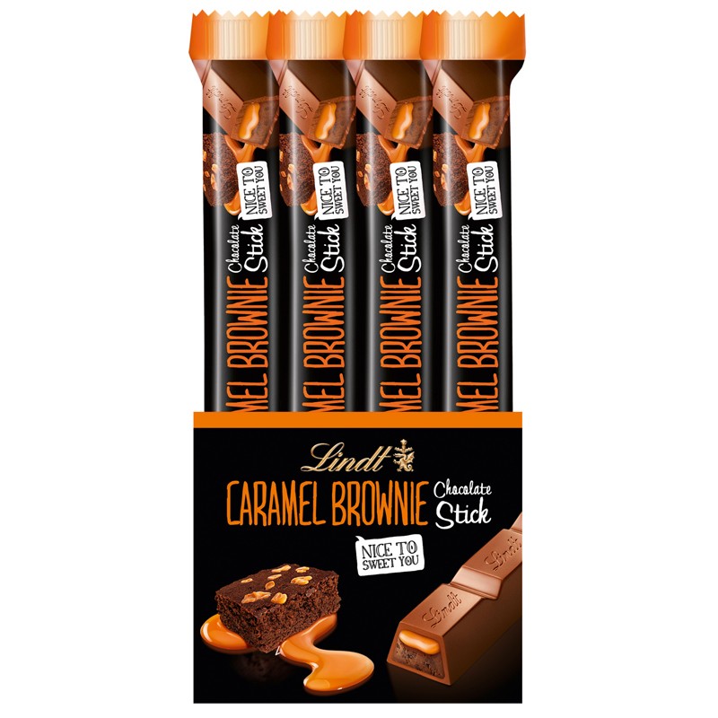 Lindt Hello Caramel Brownie Stick, Schokolade, 24 Stück Riegel Schokosticks