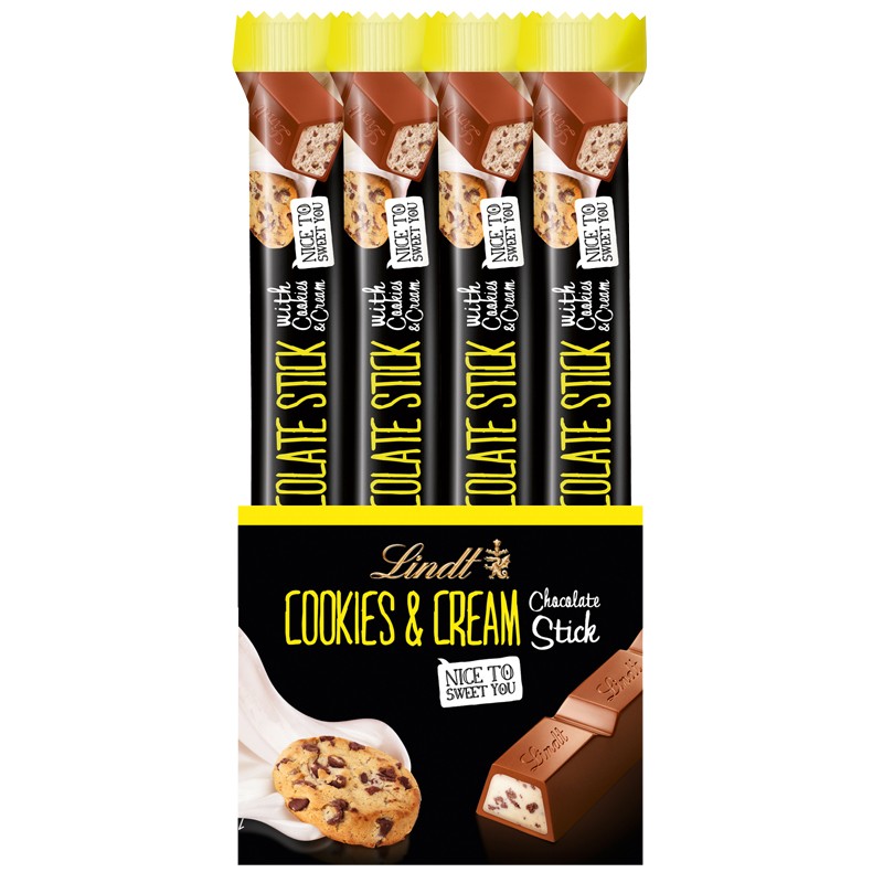 Lindt Hello Cookies & Cream Stick, Schokolade, 24 Stück Riegel Schokosticks
