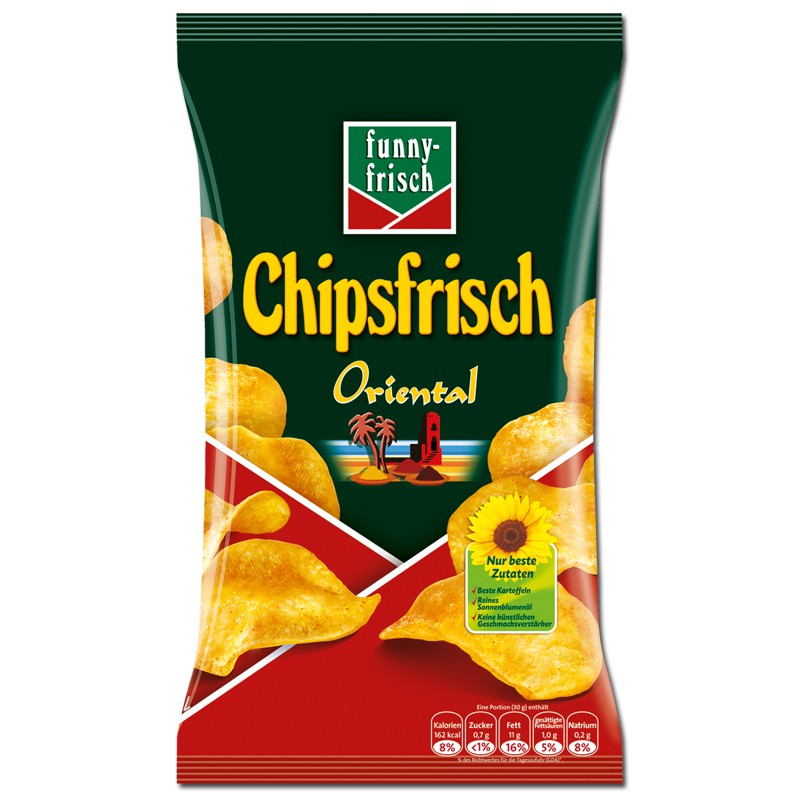 Funny Frisch Chipsfrisch Oriental 175g, 10 Beutel Knabberartikel Chips