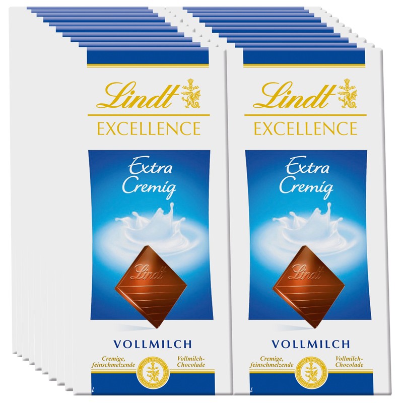 Lindt Excellence Vollmilch extra cremig 100g 20 Tafeln Schokolade Tafeln Lindt Schokoladen Tafel