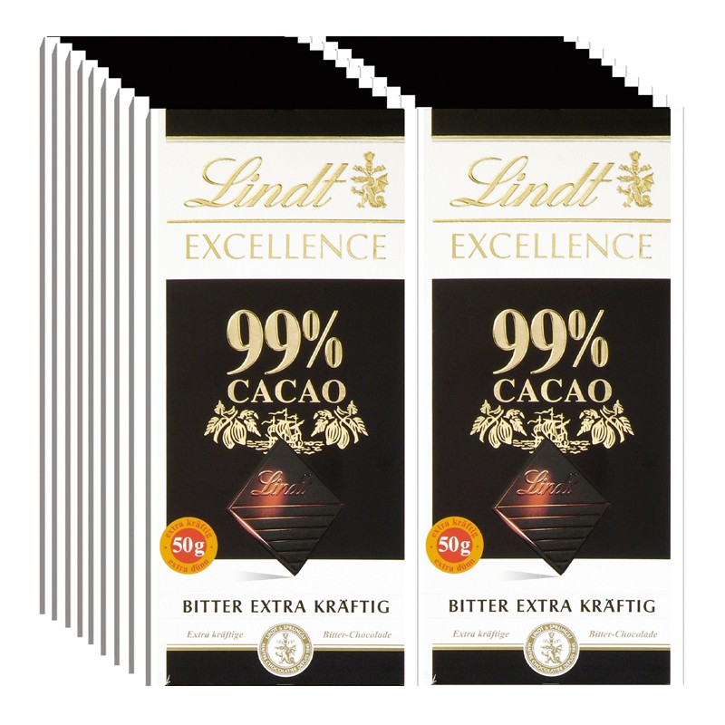 Lindt Excellence 99 Bitter Extra Kräftig 50g, 18 Tafeln Schokolade