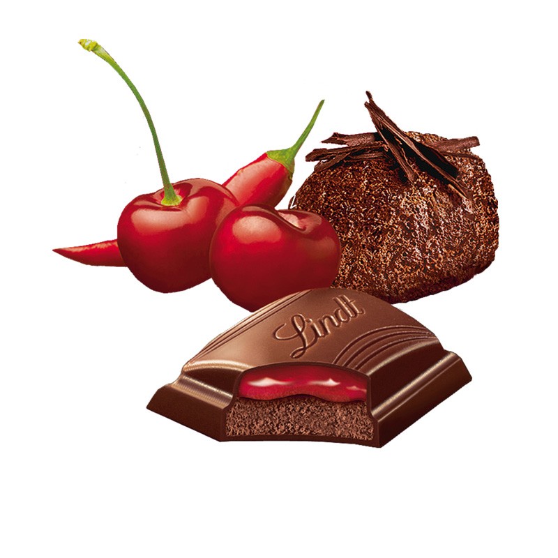 Lindt Edelbitter Mousse Kirsch-Chili 150g 13 Tafeln Schokolade Tafeln ...