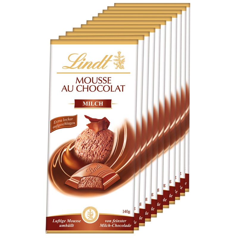 Lindt Mousse au Chocolat Milch, Schokolade, 140g 13 Tafeln ...