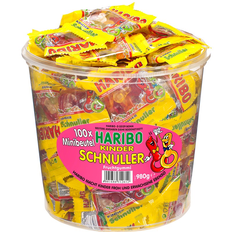 Haribo Kinder-Schnuller Minibeutel Fruchtgummi 100 Btl Fruchtgummi ...