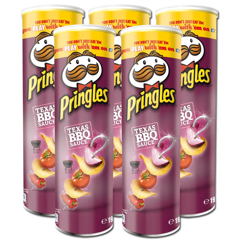 Pringles Texas BBQ Sauce Chips 190g Dose, Barbecue, 5 Stück Knabberartikel Chips Pringles Chips