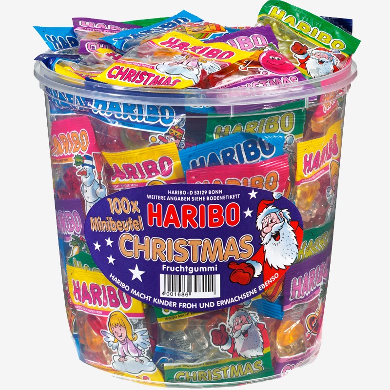 Haribo Christmas Minibeutel, Fruchtgummi 100 Beutel Weihnachten