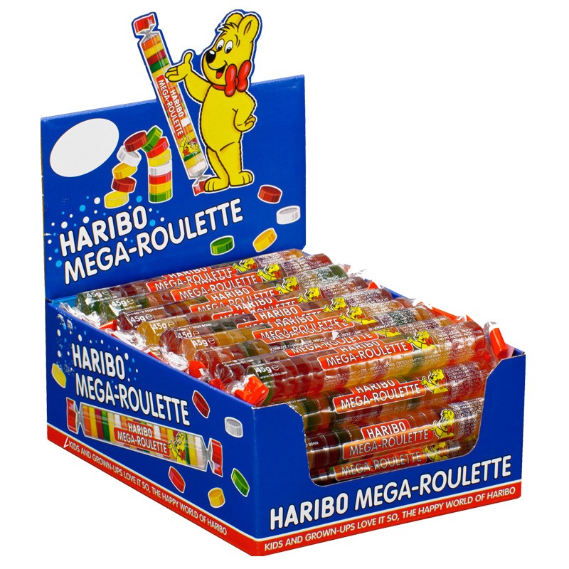 Haribo Mega-Roulette, große Weingummi Rolle, 40 Stück Fruchtgummi ...